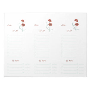 Red Peonies To Do List Notepad Notizblock