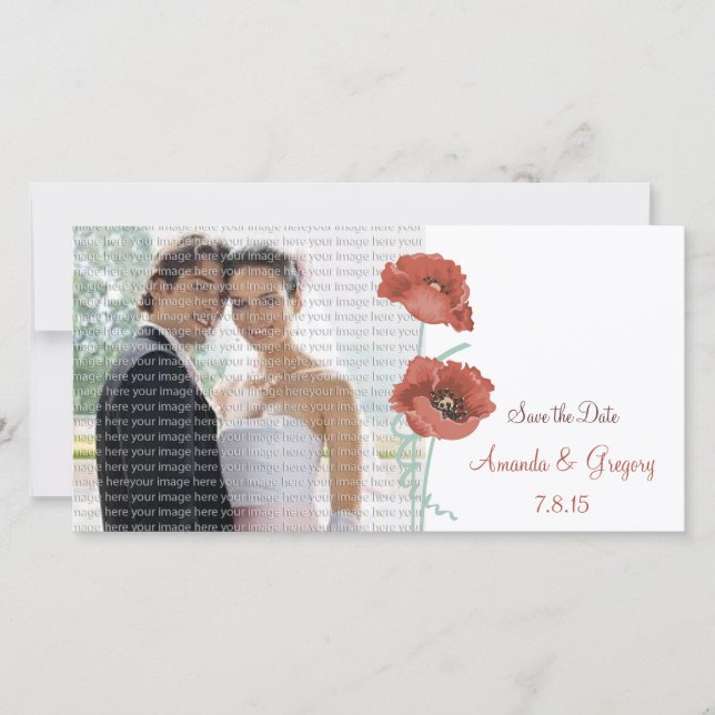 Red Peonies Wedding speichern das Datum Foto Cards Save The Date (Vorderseite)