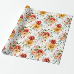Red Peony Blume Bouquet Pattern Geschenkpapier