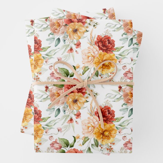 Red Peony Blume Bouquet Pattern Geschenkpapier Set (Beispiel)