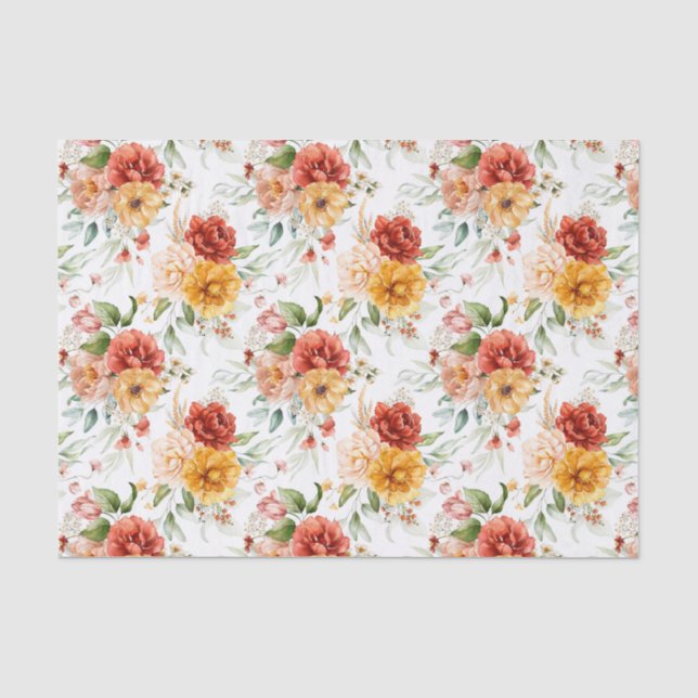 Red Peony Blume Bouquet Pattern Seidenpapier (Vorderseite)