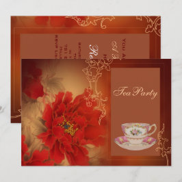 Red Peony Chinese Brautparty Tee Party Einladung