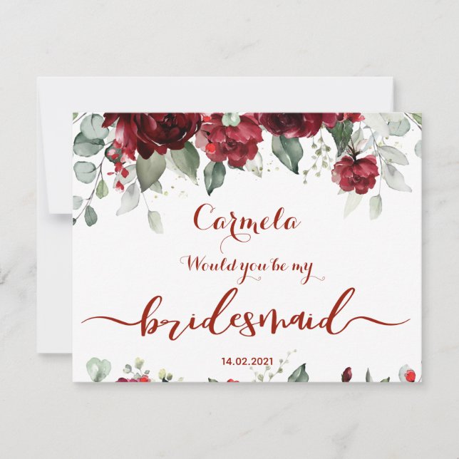 Red Peony Epiphany Wedding Bridesmaid Frag Card Einladung (Vorderseite)