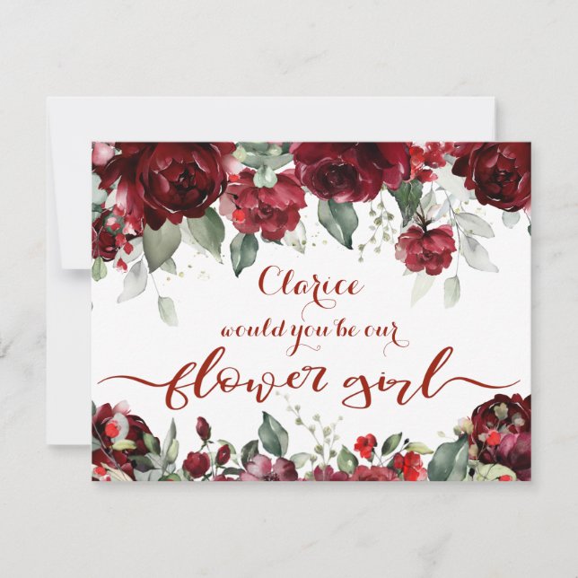 Red Peony Epiphany Wedding Flower Girl Gefragt Einladung (Vorderseite)