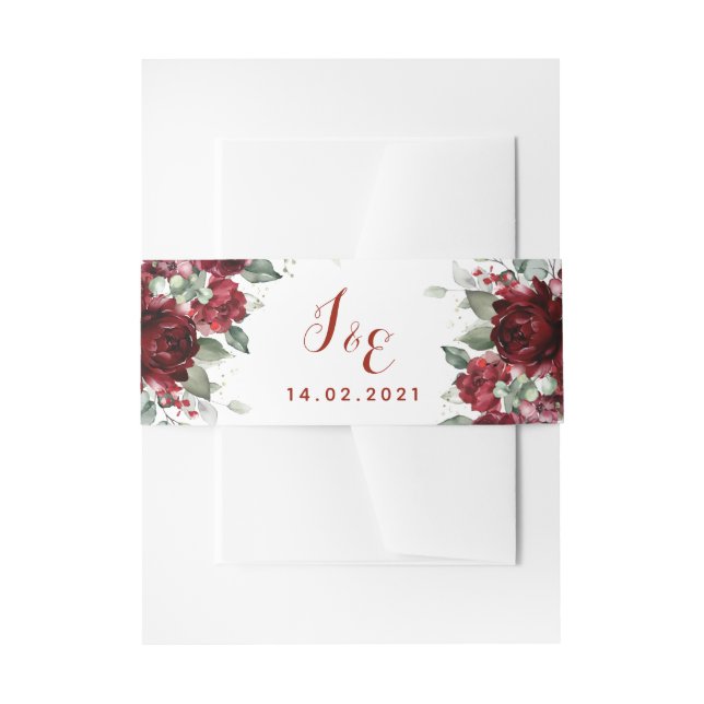 Red Peony Epiphany Wedding Invitation Suite Einladungsbanderole (Vorderseite Beispiel)