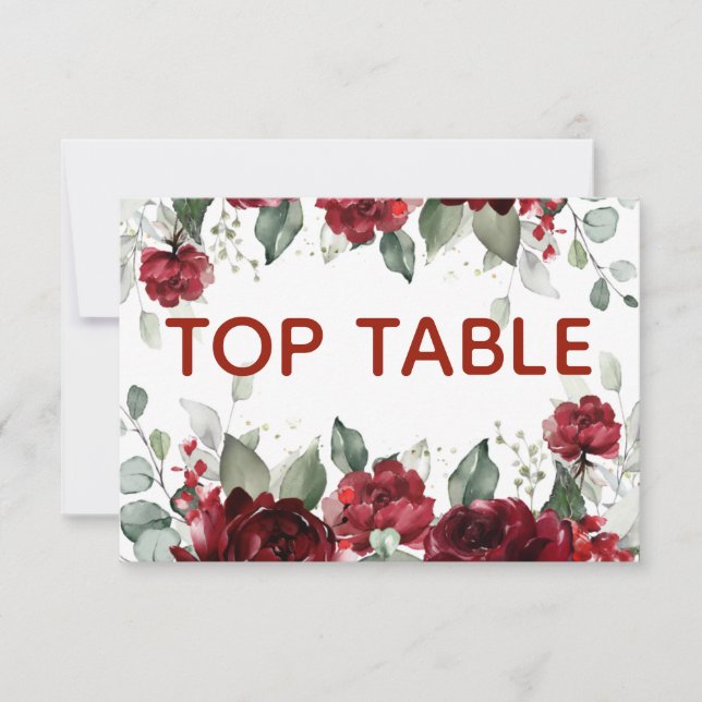 Red Peony Epiphany Wedding Top Tischnummer Card (Vorderseite)