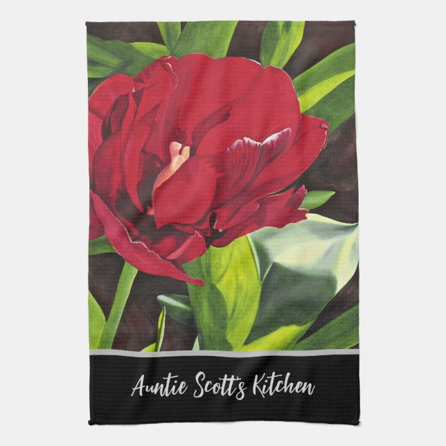 Red Peony Floral Geschirrtuch (Vertikal)