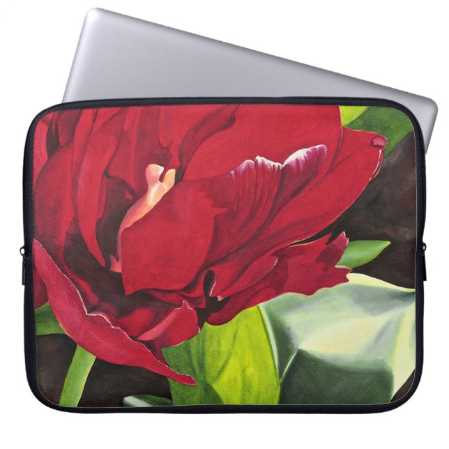 Red Peony Floral Laptopschutzhülle (Vorderseite)