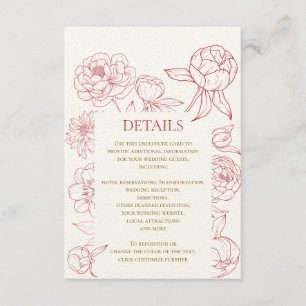 Red Peony Line Zeichnend Einladung zur Hochzeit, D