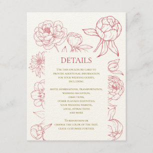Red Peony Line Zeichnend Einladung zur Hochzeit, D