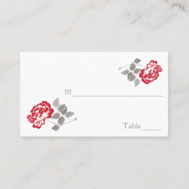 Red Peony on White mit Taupe Placecards Platzkarte