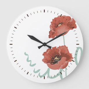 Red Peonys Wall Clock Große Wanduhr