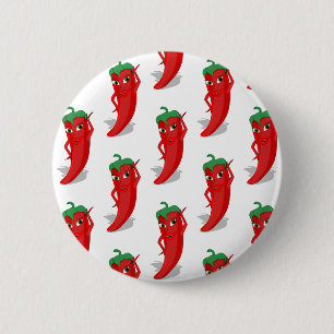 Red Pepper Diva Cartoon Pattern Button