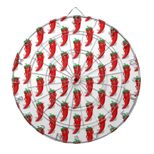 Red Pepper Diva Cartoon Pattern Dartscheibe