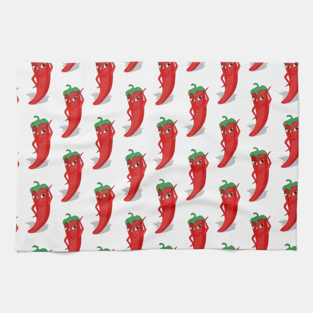 Red Pepper Diva Cartoon Pattern Geschirrtuch (Horizontal)