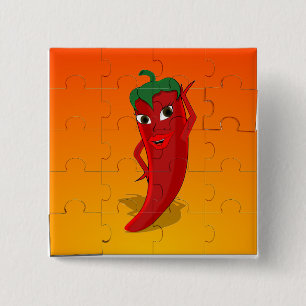 Red Pepper Diva Jigsaw Puzzle Button