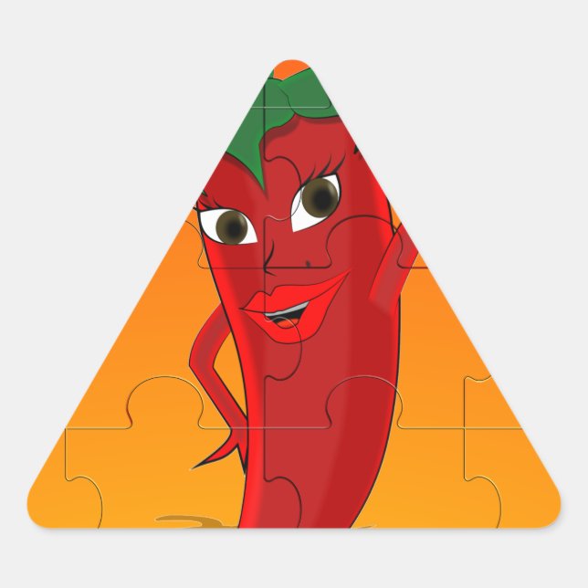 Red Pepper Diva Jigsaw Puzzle Dreieckiger Aufkleber (Vorderseite)