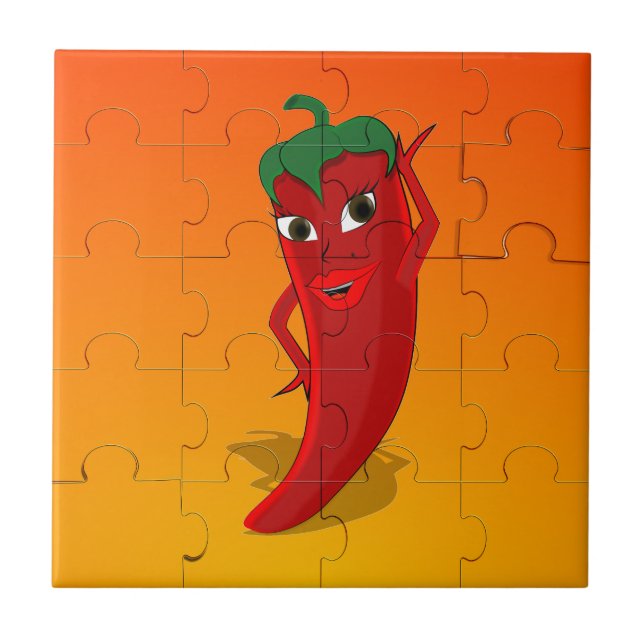 Red Pepper Diva Jigsaw Puzzle Fliese (Vorderseite)