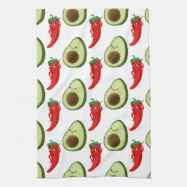Red Pepper Diva Niedlich Green Avocado Cartoon Pat Geschirrtuch