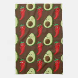 Red Pepper Diva Niedlich Green Avocado Cartoon Pat Geschirrtuch