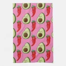 Red Pepper Diva Niedlich Green Avocado Cartoon Pat Geschirrtuch
