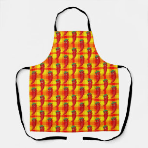 Red Pepper Diva Orange Gelbes Kariertes Muster Schürze