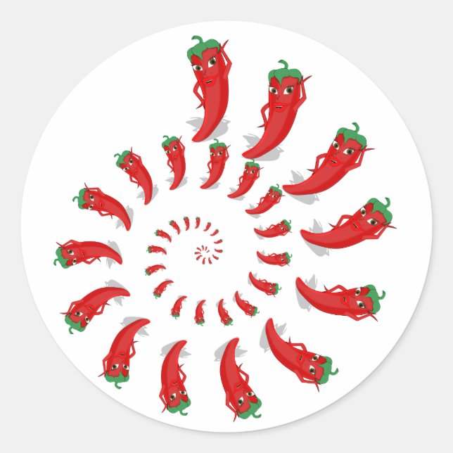 Red Pepper Diva Spiral Classic Round Sticker (Vorderseite)
