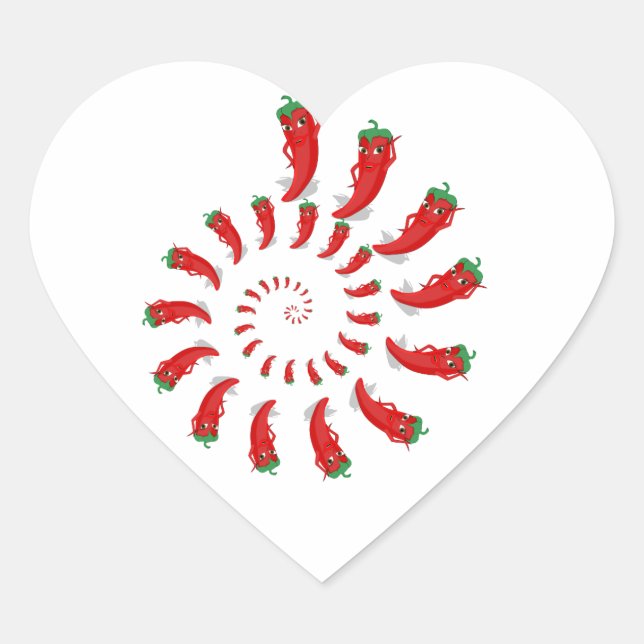 Red Pepper Diva Spiral Herz-Aufkleber (Vorderseite)