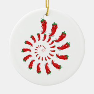 Red Pepper Diva Spiral Keramik Ornament