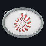 Red Pepper Diva Spiral Ovale Gürtelschnalle<br><div class="desc">Niedliche Cartoon roten Paprikaschoten in einer Spirale.</div>