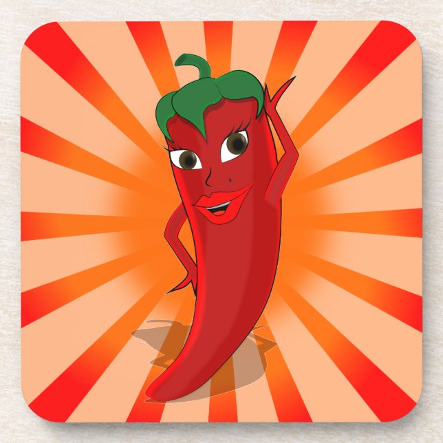 Red Pepper Superstar Getränkeuntersetzer (Vorderseite)