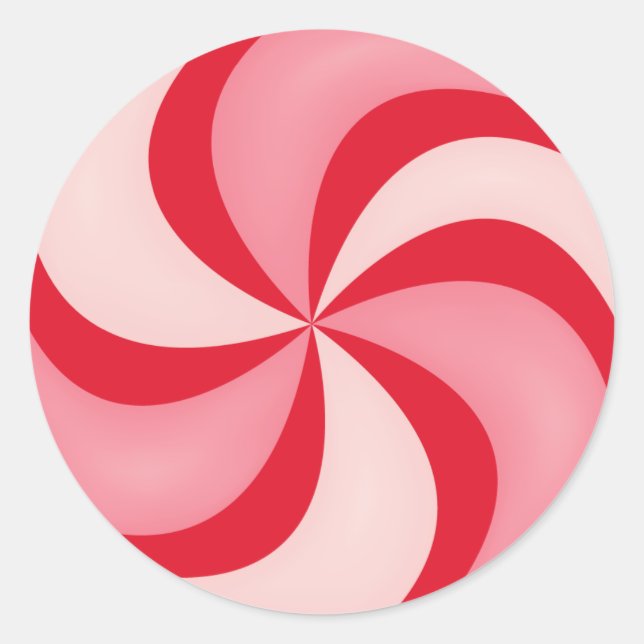 Red Peppermint Candy Holiday Weihnachten Runder Aufkleber (Vorderseite)