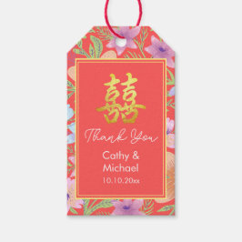 Red Peranakan floral doppelxi Chinesische Hochzeit Geschenkanhänger