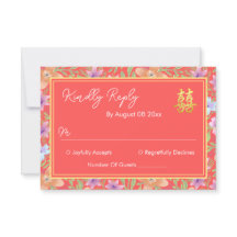 Red Peranakan floral doppelxi Chinesische Hochzeit