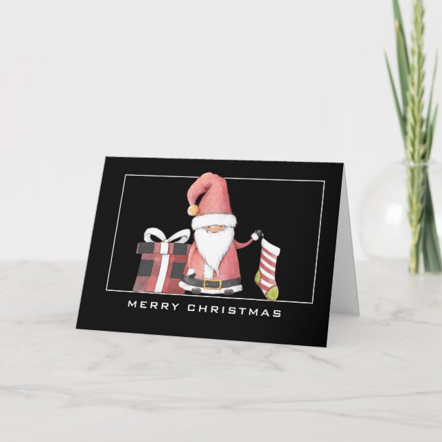Red Père Noël Gnome avec photo de la carte de Noël (Devant)