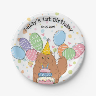 Red Persian Cat Birthday Party Paper Teller