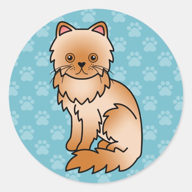 Red Persian Cat Runder Aufkleber (Vorderseite)