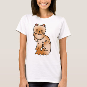 Red Persian Niedlich Cartoon Cat Illustration T-Shirt