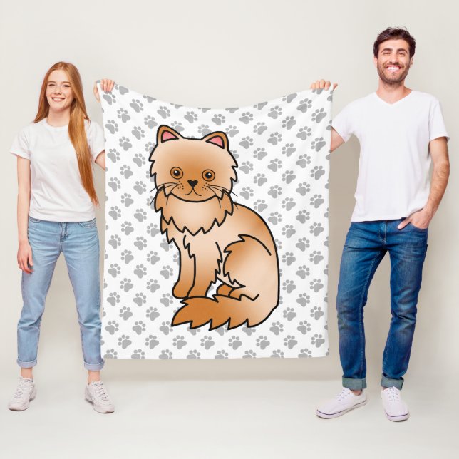 Red Persian Niedlich Cartoon Cat & Paws Fleecedecke (Beispiel)