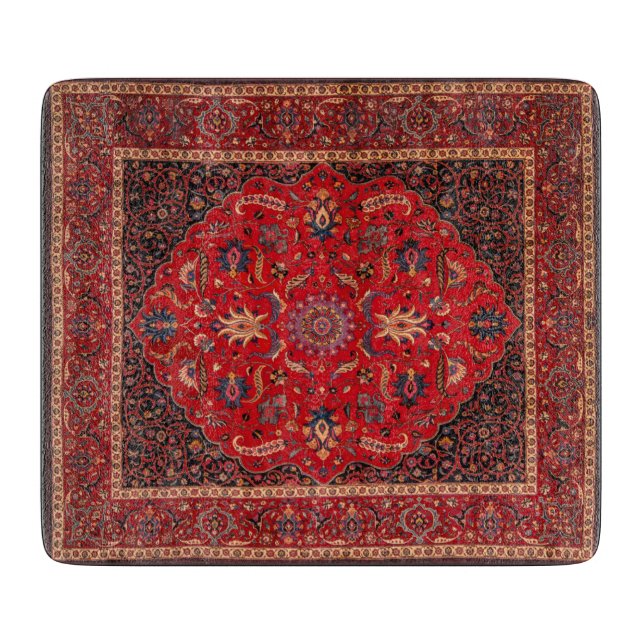 Red Persian Rug aus Mashhad Cutting Board Schneidebrett (Vorderseite)