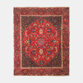Red Persian Rug aus Mashhad Fleecedecke