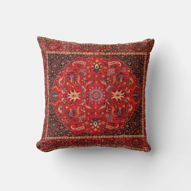 Red Persian Rug aus Mashhad Kissen (Vorderseite)