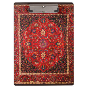 Red Persian Rug aus Mashhad Klemmbrett