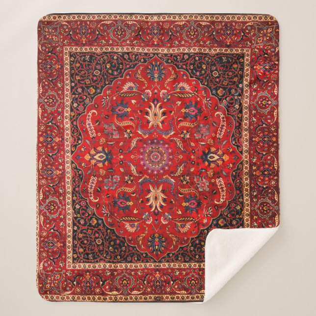 Red Persian Rug aus Mashhad Sherpadecke (Vorderseite)