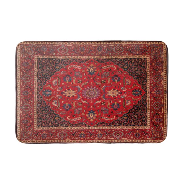 Red Persian Rug from Mashhad Bath Mat Badematte (Vorderseite)