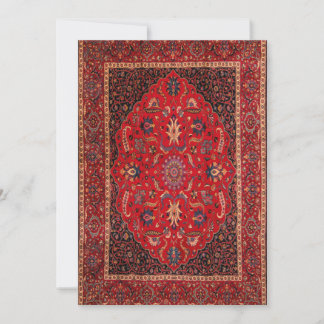 Red Persian Rug from Mashhad Flat Holiday Card Feiertagskarte