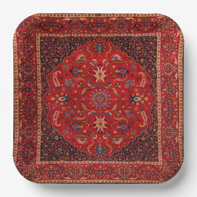 Red Persian Rug from Mashhad Paper Plate Pappteller (Vorderseite)
