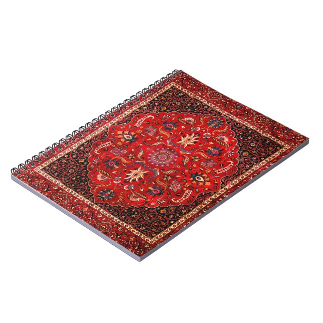 Red Persian Rug Spiral Notebook Notizblock (Linke Seite)