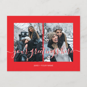 Red Personalisiert 2 Fotos Universell Gruß Postkarte