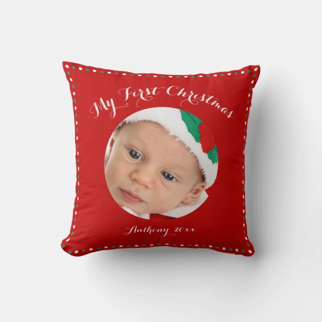 Red Personalisiert Mein erstes Weihnachtskissen Kissen (Vorderseite)